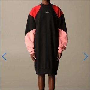 MSGM Milano Colorblocked Sweatshirt-Style Dress Athleisure Streetstyle - SZ S